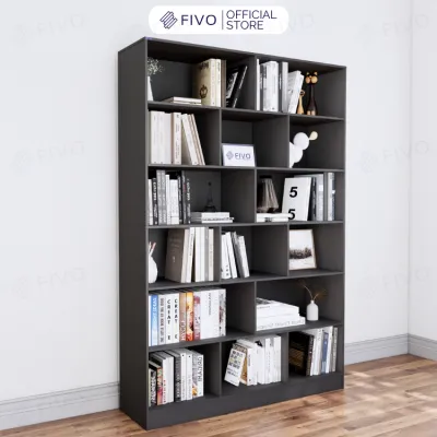 Tủ Sách Đứng Đa Tầng Màu Nâu Tự Lắp Ráp Đơn Giản FIVO Mẫu FB70 Chất Liệu Gỗ MDF Cao Cấp Có Tấm Lưng Dày Dặn Chắc Chắn