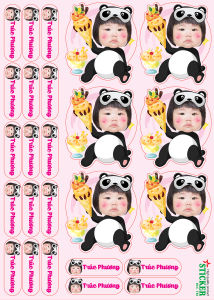 Miếng Dán in Tên & Hình Bé theo yêu cầu. (Decal nhựa không thấm nước) Dùng để dán bình sữa dụng cụ cho bé.