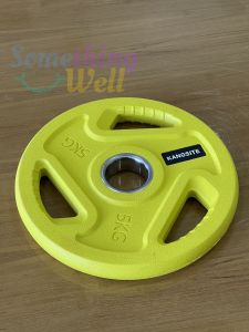 แผ่นน้ำหนักหุ้มยางสีสัน KANGSITE สำหรับใส่โอลิมปิคบาร์เบล หรือแมชชีน (รุ่น1.25 KG - 10 KG)