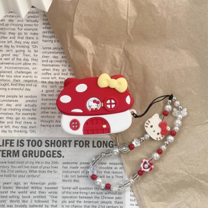 Wireless Bluetooth Earphones In The Shape Of Hello Kitty Mushroom House And Apple Cartoon Anime Japanese Protective Case Gift