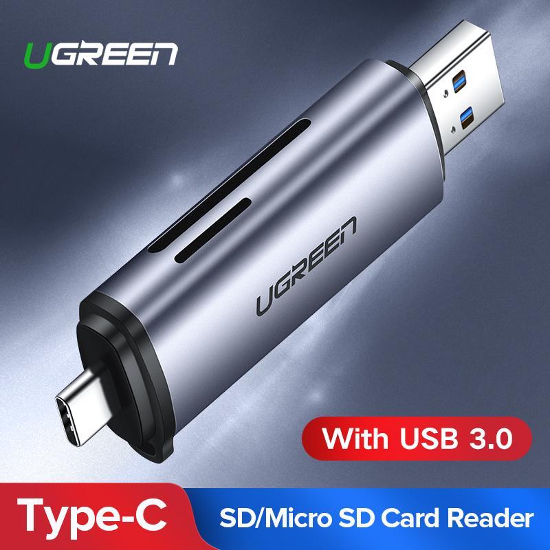 UGREEN 2 in 1 Card Reader USB 3.0 SD TF OTG Type C Smart Memory Card Reader for iPhone 16 Pro Max iPhone 17 Pro Max iPhone 15 Pro Max Samsung S24 Ultra Samsung S25 Ultra