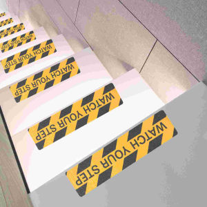 3pcs Slip Tape Safety Stickers Watch Your Step Sign Warning Signs Grip Tape For Roadway Safety Traffic Yellow Black