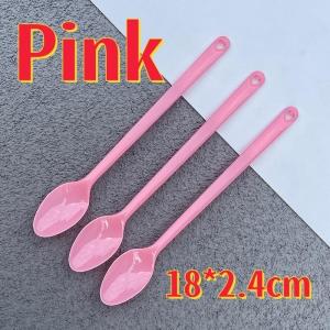 100pcs Disposable Long Spoon Plastics Long Handle 18cm Spoon for Ice Cream Spoon Cake Spoons Family Event Party Supplies