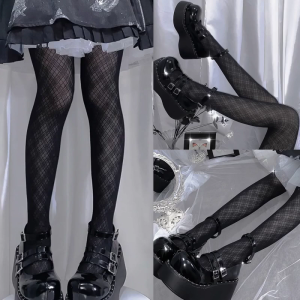 Phụ Nữ Màu Đen Mượt Pantyhose Nhật Bản phong cách preppy Cổ Điển Argyle Kim Cương Sọc Sọc Quần Vớ Sinh Viên Trường Stretchy Vớ Xà Cạp
