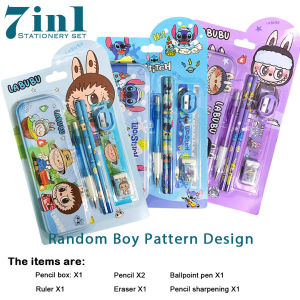 Kurom Set 7in1 Cartoon Stationery Set LABUBU Pencil Stationery Set School supplies