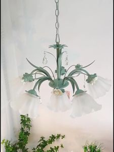 Simple Crystal Chandelier Living Room Bedroom Light Pastoral Style Iron Creative Art Chandelier Dining Room Lighting