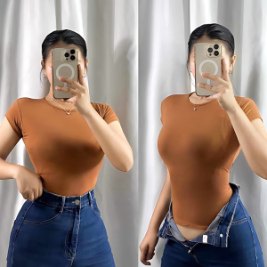 CLOTHINGHUB BROWN MICA DOUBLE-LINING TOP
