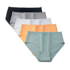 5Pcs Pure Cotton Panties Women Middle Waist Briefs Breathable Solid Color Underpants for Female M-XXL