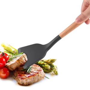 Spatula Sodet Silikon Utensile Sutil Silicone Kitchen Tool Gagang Kayu Tahan Panas