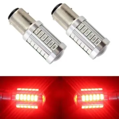 หลอดไฟท้ายรถยนต์ (หรี่+เบรค)ไม่กระพริบ แบบขั้วเขี้ยว LED 33 SMD 1157 สีแดง 18W 12 V 1คู่[1157-ตูด2ขั้ว] 1ชิ้น