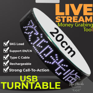 [SG] 20cm LED TEXT Screen App Support Rotating Turntable Display Base Stand. Call-To-Action Best For Live Streaming!