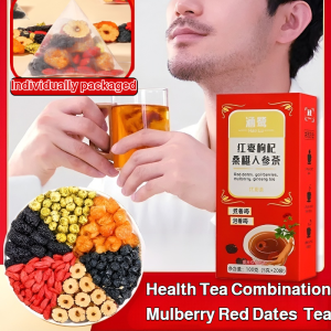 【Restore Kidney Health】Red Dates Goji Berry  Mulberry Ginseng Tea Liubao Kidney Nourishing Tea Liver and Kidney Detoxification Tea