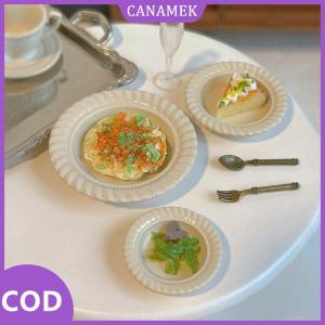 CANAMEK✨ 3pcs mô phỏng món ăn nhà bếp mô hình Dollhouse thu nhỏ thực phẩm Tấm ẩm thực Phương Tây tấm đồ chơi cho mini trang trí phụ kiện tự làm