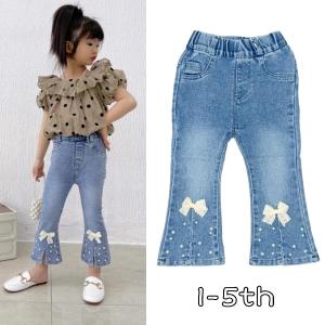 CELANA JEANS ANAK PEREMPUAN BALITA CUTBRAY KOREAN STYLE APLIKASI PITA MUTIARA