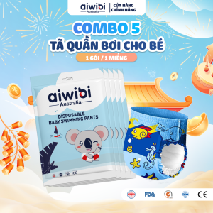 [Combo 5] Tã/Bỉm Quần Bơi Cao Cấp Aiwibi 1 Miếng/Gói Nhiều Size M/L/XL/XXL/XXXL