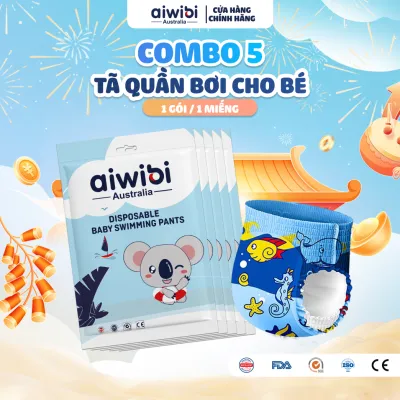 [Combo 5] Tã/Bỉm Quần Bơi Cao Cấp Aiwibi 1 Miếng/Gói Nhiều Size M/L/XL/XXL/XXXL