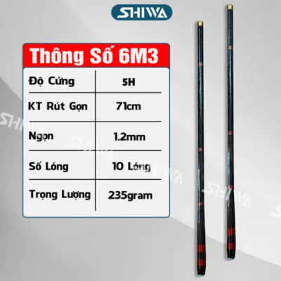 Cần Câu Tay 5H Carbon Cao Cấp GIÁ SIÊU RẺ Đủ size 2m7-3m6-4m5-5m4 - Cần Câu Đài Câu Đơn - Đồ Câu & Phụ Kiện SHIWA