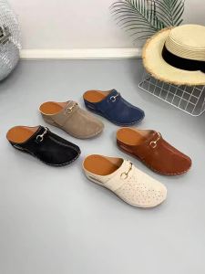 New Summer WomenS Thick-Soled Wedge Sandals Large Size Round-Toe Closed-Back Open-Back Sandals In Stock