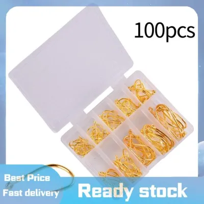 GM 100Pcs Fishing Hooks Set Carbon Steel Single Circle Fishing Hook Fly Fishing Jip