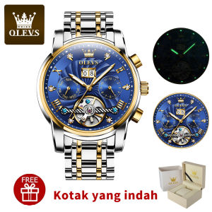 OLEVS Jam Tangan Pria Otomatis Dewasa 2024 Terbaru Anti Air Original Led Luxury Chronograph Stainless Watch Men