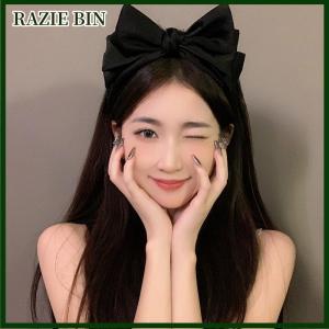 RAZIE BIN ที่คาดผมผูกปมโบว์สีดำหวานอารมณ์หรูหราแถบคาดศีรษะแฟชั่นสไตล์เกาหลีเครื่องประดับผมเด็กผู้หญิง