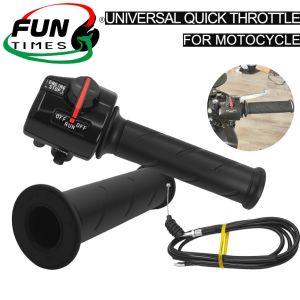 Pair ENGINE STOP Universal Handlebar Grip With Cable Quick Throttle Knob Switch For Motorcycle