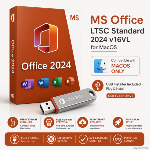 MSOffice LTSC Standard 2024 16VL for MacOS USB SOFTWARE Installer – Plug & Install | FULL VERSION | Perpetual | No CD Drive Needed | MACOS Compatible | Fast & Easy Setup | No Internet Required | COMES IN A USB FLASDRIVE | USB | FLASHDRIVE