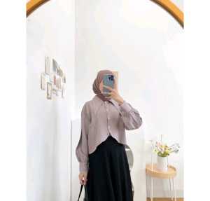 Lyra Blouse Atasan Kemeja Wanita Crop Top Lengan Panjang OOTD Kemeja Remaja Dewasa