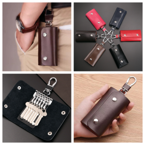 MING1996 เครื่องหนังแท้ กระเป๋าใส่พวงกุญแจ กระเป๋ากุญแจกุญแจ กันน้ำกันน้ำได้ ที่เก็บกุญแจรถ ลำลองแบบสบายๆ ที่แขวนเอว ที่ใส่กุญแจแม่บ้าน สำหรับผู้หญิง