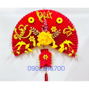 DÂY TREO QUẠT GIẤY NHUNG ĐỎ TRANG TRÍ SẴN CÓ ĐÈN LED PHỤ KIỆN DECOR TRANG TRÍ NHÀ CỬA TẾT CỔ TRUYỀN