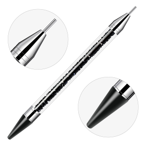 Crystal-Handle Nail Art Tool: 2-in-1 Brush & Wax Pencil Dotting Pen & Rhinestone Picker