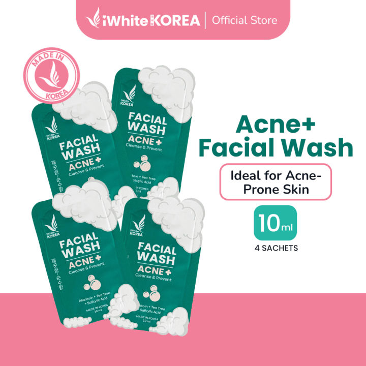 iWhite Korea Facial Wash Acne+ Sachet 10ml - (Bundle of 4)