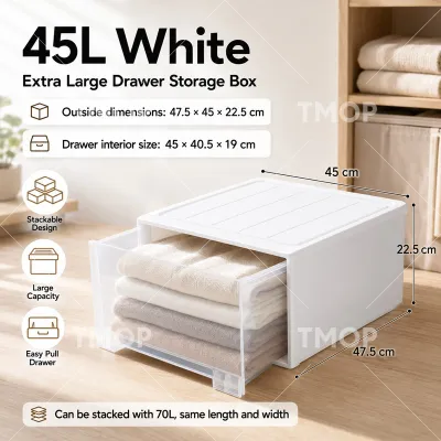 TMOP Stackable Storage Organizer Box Clear Drawer For Underwear Bra Socks Heavy Duty Plastic Space Savers Clothes Closet