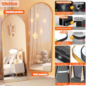 HD Full-Length Body Stand Mirror Floor/Wall Mount Dual Use Explosion-Proof Oversized Vanity Mirror Nordic Metal Frame Whole Mirror Wall Mounted Mirror For Living Room Aesthetic Vanity Mirror For Bedroom