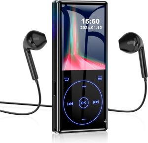 96GB MP3 Player with Bluetooth 5.0: Portable Lossless Sound Music Player with HD Speer2.4" Screen Voice RecorderFM RadioTouch ButtonsSupport up to 64GB for Sport(Earphones&64GB TF Card Included)