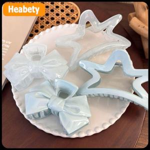 【2-3 ngày giao hàng】 Ngọt Ngào Kem Màu Xanh Nơ Năm Cánh Sao Tóc Clip Hình Học Tóc Claw Cho Phụ Nữ Thanh Lịch Bowknot Cua Barrettes Tóc Phụ Kiện