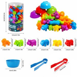 Plastic Montessori Material Counting Bear Math Toys Animal Sorting Matching Game Children Counting Early Educational Sensory Toy