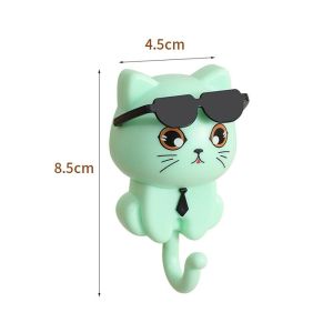 LITUILI Wall Hanging Cartoon Cat Hooks Waterproof Plastic Sunglasses Cat Hooks Funny Decorative Key Hangers for Home