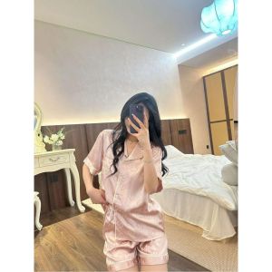 2024 New Pink Love Women Pajamas Ice Silk Summer Sleepwear