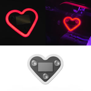 🇵🇭 SEAMETAL Car LED Atmosphere Light Car Window Solar Powered Heart-shaped Neon Light Colorful Lamp for Interior Decoration