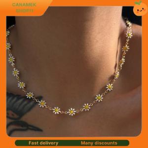 ❣️❣️❣️ Kpop Flower Daisy Clavicle Chain Necklace For Women Summer Sweet Short Choker Fashion Statement Jewelry Gift Y2K Accessories