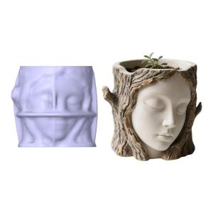 Flexible Silicone Tree Shadow Face Shape Planter Mold For Resin Art Concrete Casting Decorative Container