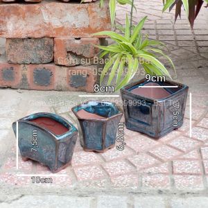 (Free ship - HCM) Set bộ 3 chậu trồng cây mini men xanh ngọc loại đẹp Bát Tràng và nhiều mẫu với nhiều kích thước