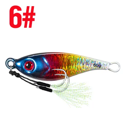 Jig 20g/30g/40g/60g 3D Eyes Metal Jigging Casting Bait With Double Assist Hook Slow Clamp Luminous Fishing Micro Jig Lure