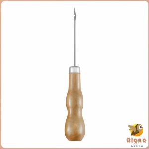 Digeo Hand Stitching Leather Shoe Sewing Cobbler Tool Wooden Handle Shoes Repairing Awl Sewing Awl