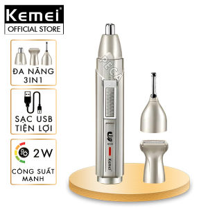 Máy tỉa lông mũi đa năng 3in1 Kemei KM-315 gồm 3 đầu cắt thay thế có thể dùng tỉa lông mũi tỉa râu cạo lông... Hàng chính hãng