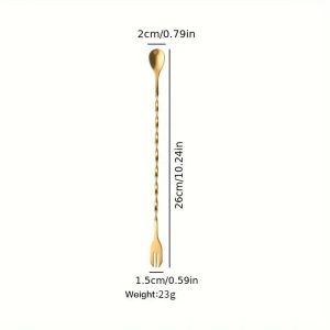 12 Inches Stainless Steel Stirring Spoon Bar Cocktail Stick 2 Head Milk Tea Stirrer Milktea Supplies