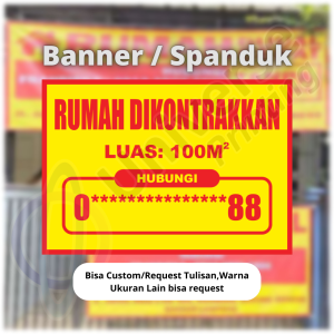 Cetak Spanduk Rumah Dijual Bangunan Dikontrakan Ruko Disewakan