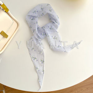 Yuanta ผ้าพันคอ ทรงสี่เหลี่ยม สไตล์เกาหลี ผ้าคาดผมชีฟอง เรียบง่าย กันแดด  Silk scarf