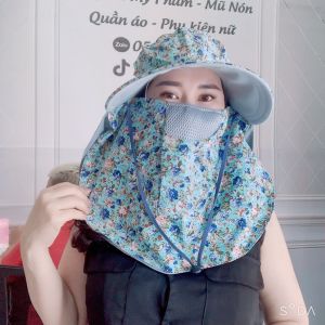 xả kho GIAO MÀU NGẪU NHIÊN Mũ Nón Rộng Vành kèm Khẩu Trang Chống Nắng Che Kín mặt cổ Chống Tia UV Cực Tốt- Shop Kim Yến 5